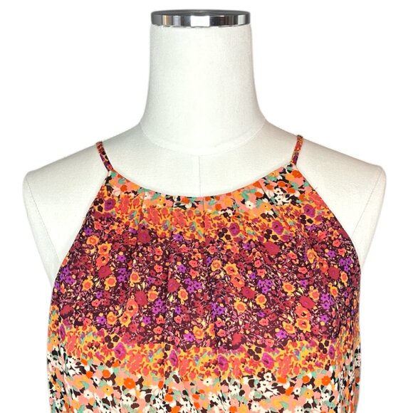 Floral Sleeveless Mini Dress Large Boho Halter Neck Sundress Festival Garden - Picture 4 of 16